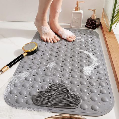 Alfombrilla antideslizante para baño, alfombrilla de ducha con masaje de pies, ecológica, de PVC resistente al moho, alfombrilla de baño con masaje de suelo y ventosas. (1/5)