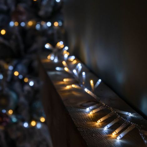 25m 1000 LED TreeBrights Christmas String Lights with Timer in White & Warm White on Clear Cable (1/5)