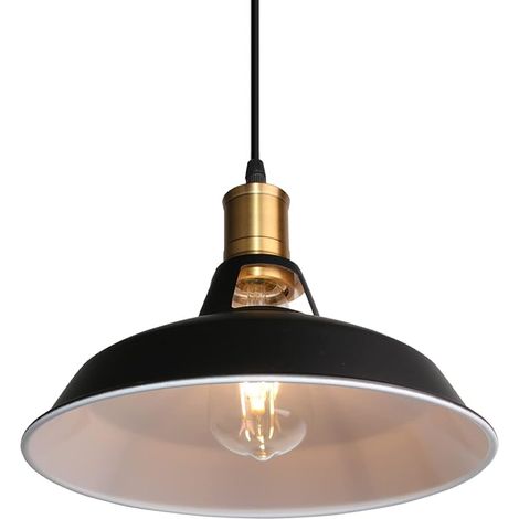 Lampadario moderno retrò in ferro battuto con testa singola, semplice lampadario per bar, ristorante, caffetteria, negozio di abbigliamento, nero, diametro 30 cm, con due cavi da 2 metri (1/5)