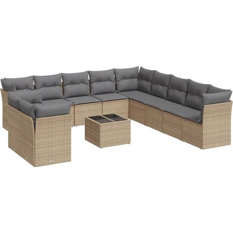 Maison Exclusive - Set Divani da Giardino 12 pz con Cuscini Beige in Polyrattan