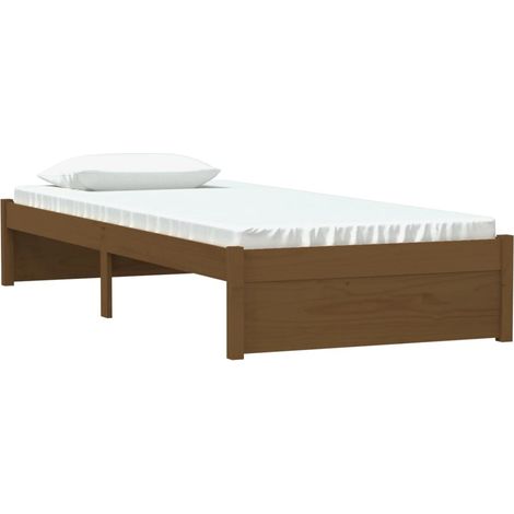 Bed Frame without Mattress Honey Brown Solid Wood 75x190 cm Small Single vidaXL (1/4)