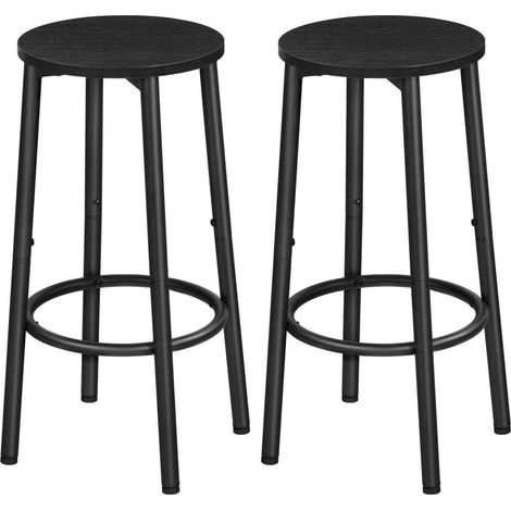 Barhocker 2er Set Schwarz Metallgestell Barstuhl Küche Bar Schwarz 1 (1/5)