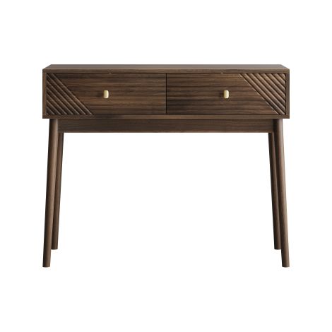 Bureau / Console de style Mid-Century Modern avec tiroirs — Table d'appoint rétro avec étagères ouvertes — Table de canapé moderne pour salon, hall d'entrée et couloir (1/5)