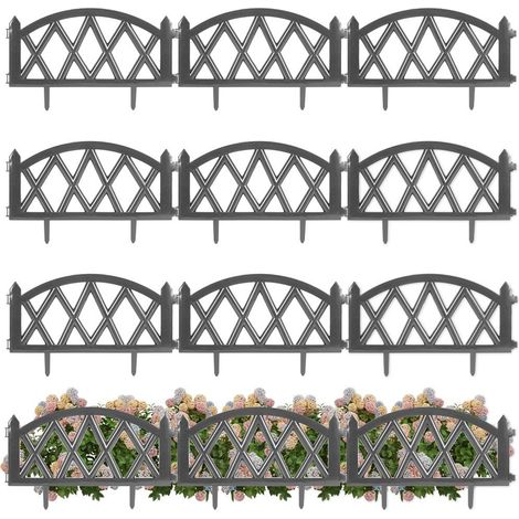 Palisaden-Gartenzaun, Graphit-Umrandung, 12-teiliges Set, 50 x 30 cm (1/5)