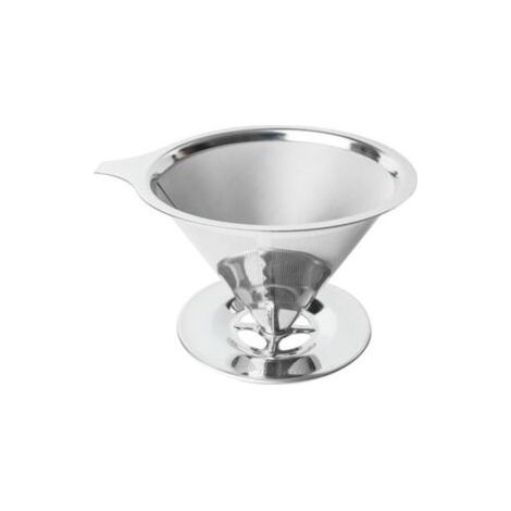Filtre à café permanent (600 mailles), filtre à café réutilisable en acier inoxydable, portable, support de filtre à café sans papier à double maille, filtre anti-goutte à café de 1 à 4 tasses,13.8cm (1/5)
