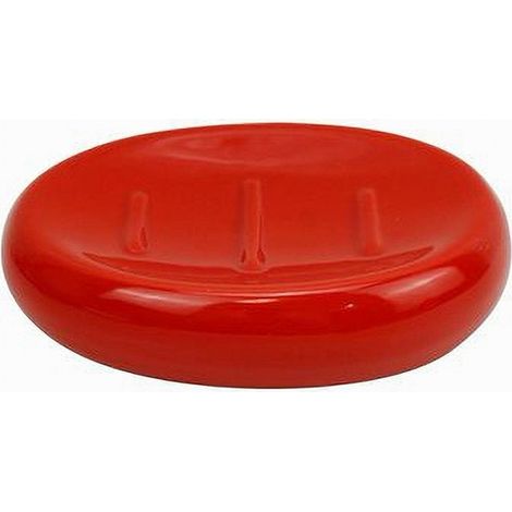 Trade Shop - Jabonera Cerámica Roja Accesorio De Baño Moderno 79262 - (1/2)