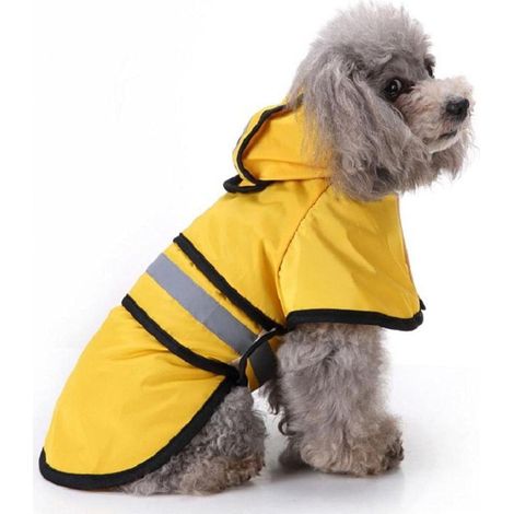 Imperméable pour chien avec tablier bretelles réglables animal de compagnie chiot chat imperméable cape jaune (1/4)