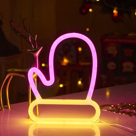 Luminaire Néon LED Noël - Alimentation USB - Décoration Festive pour Chambre Bureau Centre Commercial - 21 x 19 cm - Blanc - 1 Pièce (1/5)