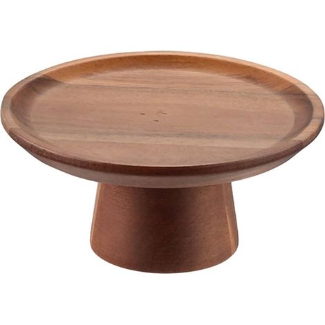 Plateau rond à dessert en bois - Présentoir à gâteaux avec socle - Idéal pour mariages, fêtes et décorations de Noël - (1/5)