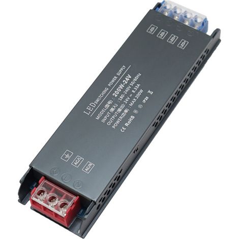 Transformateur 220V 24V LED Driver 200W Ultra Mince Transfo 8,3A Adaptateur Alimentation, 220V AC à 24V DC Convertisseur, d'alimentation Basse Tension Transfo LED de Tension Constante (1/5)