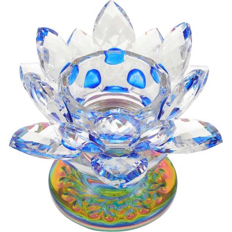 Porte-bougie chauffe-plat en cristal en forme de lotus, support pour bougie chauffe-plat avec base. (1/5)