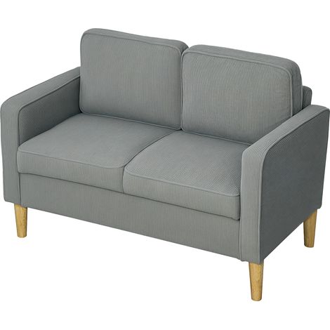 Canapé deux places avec rangement pieds bois massif gris clair 117 x 63 x 79 cm
