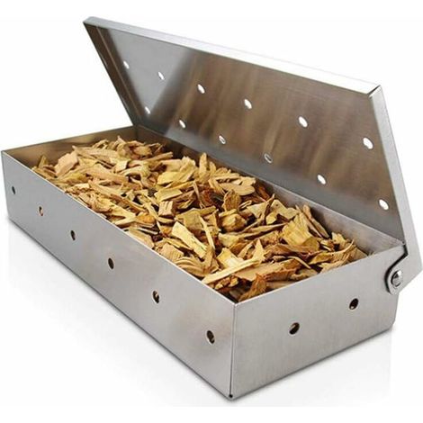 Smoker Box, charcoal barbecue box, hinged lid Thick barbecue accessories (1/5)