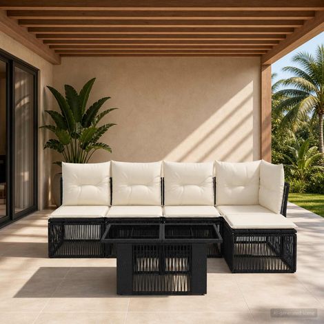 Set Divano da Giardino 6 pz Nero polyrattan vidaXL (1/5)