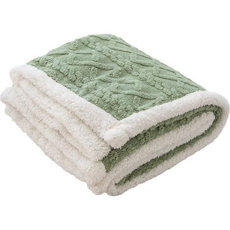 – Couverture polaire double face 100 x 150 cm – Polaire corail et Sherpa shaggy – Chaude et douce pour canapé – Couverture d'automne et d'hiver (1/5)