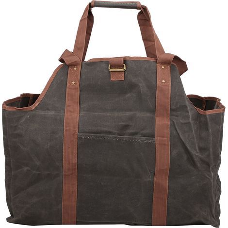 Sac porte-bûches ciré – haute capacité – imperméable – accessoire cheminée – bois chauffage (1/5)