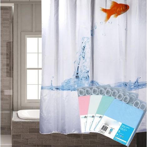 Cleafe - Tenda Doccia Vasca 180x180cm Poliestere Con Anelli Plastica Universali Bastone Bagno - (1/2)