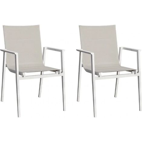 Lot de 2 chaises de jardin aluminium et tissu textilène gris - ATLAN (1/5)