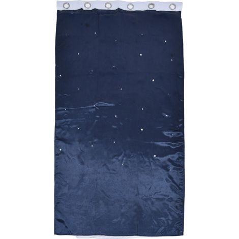 Rideau occultant en polyester respirant pour chambre, salon ou salle de classe, couleur bleu foncé, design droit et naturel (1/5)
