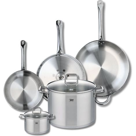 Ensemble de 3 Poêles de cuisson 24, 28 et 32 cm et 2 faitouts 14 et 26 cm Elo Profi Citrin (1/5)