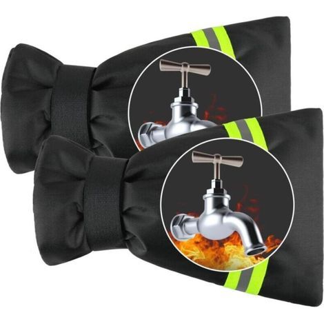 Set di 2 coprirubinetti da esterno, antigelo, impermeabili, con strisce riflettenti, per la protezione invernale del rubinetto da giardino, 15×21 cm. (1/4)