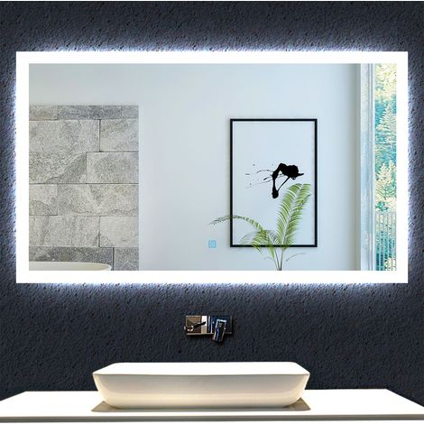 DUCHA CASA Espejo de baño con luz led,1200 x 700 mm, antinieble, luz blanca, brillo regulable, función de memoria agapada,apagado automático tras una hora de inactividad (1/5)