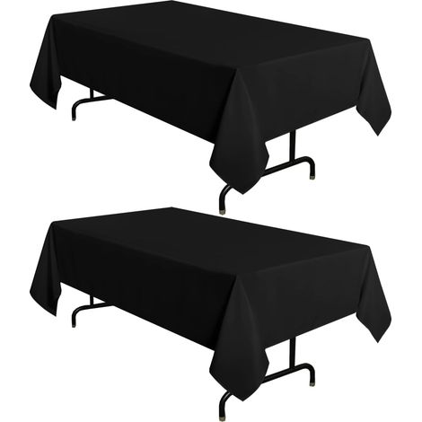 Set aus 2 rechteckigen schwarzen Tischdecken 180 x 180 cm, flecken- und knitterabweisend, waschbar, für Camping/Buffet