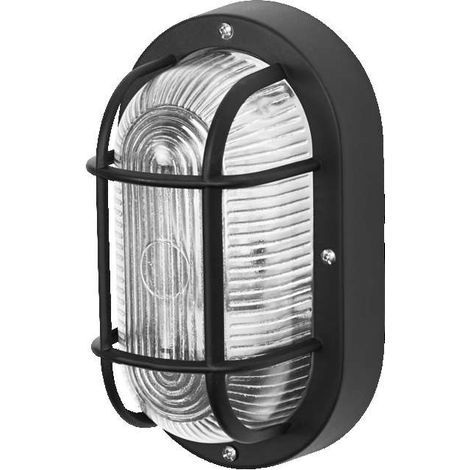 Ledvance Plafoniera Stagna Ovale Nera E27 IP44 per Cantine e Garage