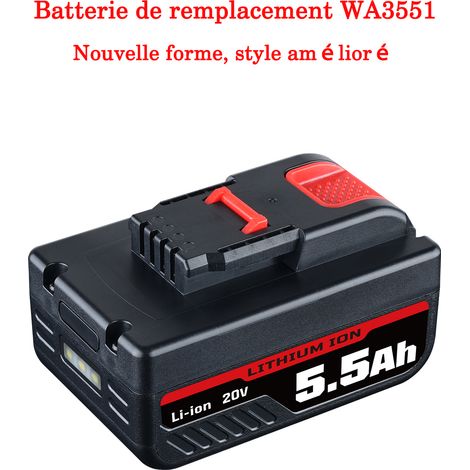 PDstation Batterie de remplacement 20 V 5,5 Ah pour batterie Worx 20 V WA3553 WR142E WA3551 WA3551.1 WA3553.1 WA3556 WA3572 WA3605 WA3641 (1/5)