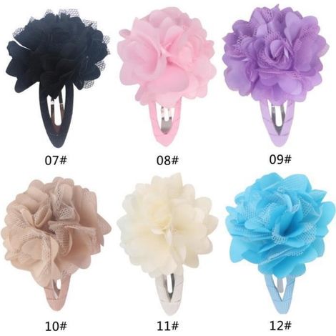 Pince à Cheveux - Non spécifié - 12 Pcs - Mousseline de Soie - Fleurs - Accessoires pour Filles (1/4)