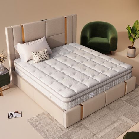 Matelas hybride ressorts ensachés 7zones 160x200 H3 25cm mousse froide OEKO-TEX queen lit (1/5)