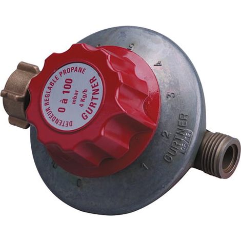 Détendeur réglable propane basse pression 4kg/h - 0 à 300 mbar - entrée écrou 20x150 - sortie M20x150 - Gurtner