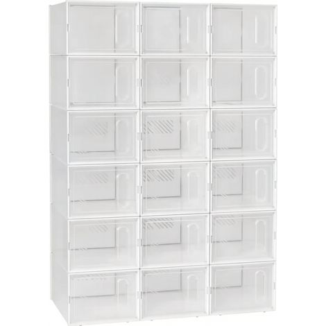 CAIziBoîte de rangement pour chaussures élégante, armoire empilable, boîte de rangement, porte-chaussures modulaire, bibliothèque, organisateur de jouets, meuble de salle de bain (avec 18 boîtes de ra
