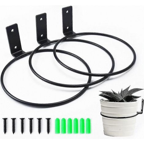 Anneau de support mural robuste pour plantes, support pour pot de fleurs de 15 cm, lot de 3 supports suspendus en métal