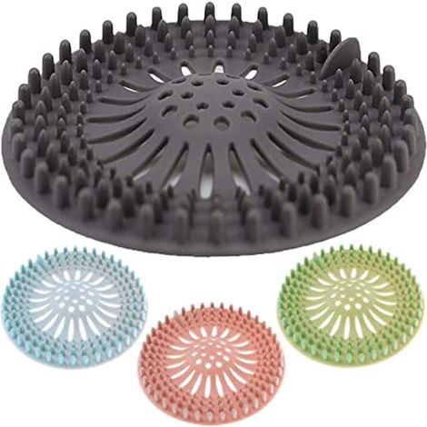Lot de 4 récupérateurs de cheveux pour douche, couvercle de bonde de douche pour salle de bain et cuisine, panier de récupération des cheveux en caoutchouc réutilisable