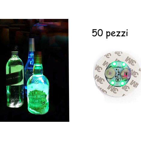 Sottobicchieri led adesivi 50PZ luce verde 4 led illuminati luce bottiglie