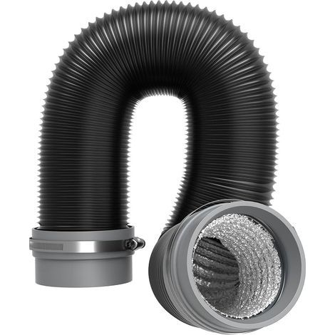 75 mm 2.5 m Air Vent Hose with Soft Coupling, Flexible Ventilation Duct PVC Aluminium with Clamps, Foldable and Cuttable for Tumble Dryer, Cooker Hood and VMC (1/5)