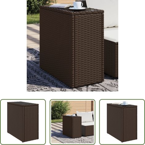 vidaXL Rattan -  Garten-Beistelltisch mit Glasplatte Braun 58x27,5x55 cm Rattan (1/5)