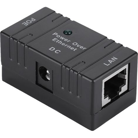 Mini combineur/séparateur PoE universel avec connecteur RJ45, pont réseau AP, injecteur PoE noir