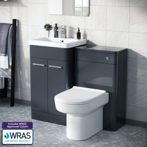 Afern 500mm Vanity Basin Unit, WC Unit & Chem Back To Wall Toilet Anthracite (1/5)