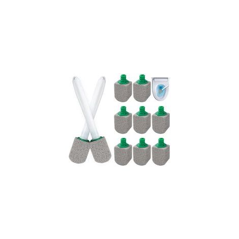 Brosse WC multi-angles en pierre ponce pour l'élimination du calcaire — 10 pierres ponces + 2 manches (1/5)
