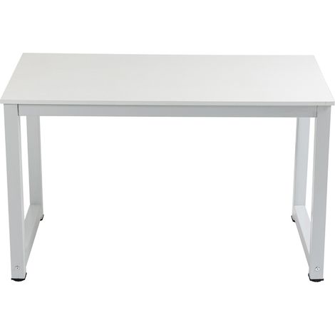 CHICFURN Scrivania da ufficio 120x60 cm in MDF e metallo bianco, tavolo moderno (1/5)