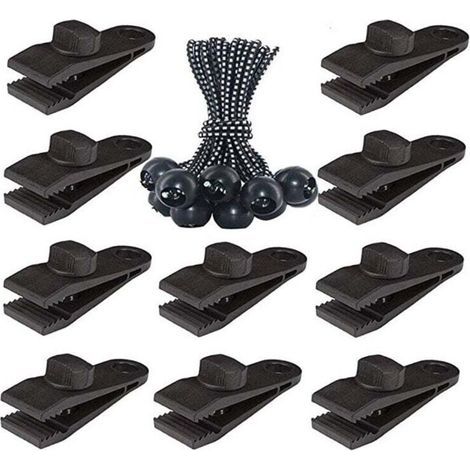 20pcs bâche tente clip, oeillet pince pour Camping tente accessoires piscine, bâche, auvent, tente de Gazebo, 10 clips + 10 boucles de corde Point blanc (1/3)