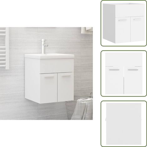 Waschbeckenunterschrank Weiß 41x38,5x46 cm Holzwerkstoff - Waschtischunterschrank - Badezimmermöbel - Holzwerkstoffschrank - Weißer Schrank - Aufbewahrungsschrank