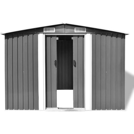 INLIFE Abri de stockage pour jardin Métal Gris 257 x 205 x 178 cm (1/5)