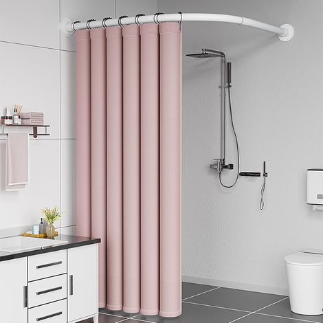 Tringle à Rideau De Douche En Forme De L, Barre Rideau Sans Perçage, Barre De Douche TéLescopique RéGlable 304 Acier Inoxydable Antirouille, Pour Les Vestiair(Size:D 70-95cm x 105 -165cm,Color:blanc) (1/5)