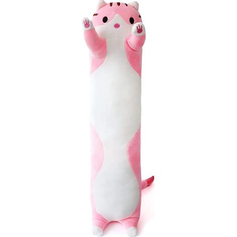 Coussin Peluche Chat Doux en Forme de Chaton Rose, Long Pouponnière Animale en Peluche pour Enfants, Fille ou Petite Amie, Jouet Câlin Moelleux (1/5)