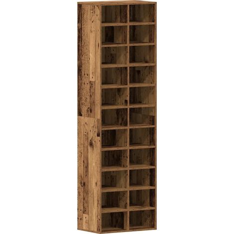 Elegante scarpiera di design con pratico spazio contenitivo 54 x 34 x 183 cm legno composito finitura effetto legno anticato 020051248