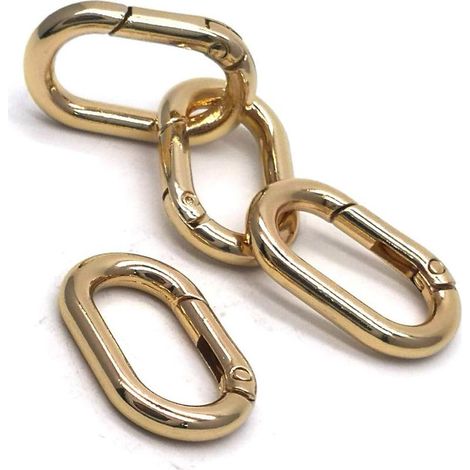 Lot de 4 mousquetons à ressort en métal doré de 3,8 cm pour l'extérieur, le camping, la pêche, la randonnée, les voyages et la fabrication de porte-monnaie. (1/2)