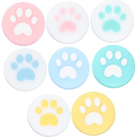 Capuchons de Joystick en Silicone Motif Patte de Chat pour Console de Jeux Switch, Accessoire Gamer, Protection Antidérapante, 8 Pièces Multicolores (bleu, Rose, Jaune, Vert (1/5)